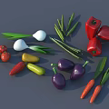 Fresh Colorful Vegetables Display Featuring Tomatoes Onions Bell Peppers Carrots And Green Beans