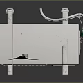 White Air Conditioner Outdoor Unit With He Feng Brand Fan And Connecting Wires
