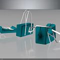 Blue Geometric Handbags With White Straps Set of Three Modern Fashion Accessories