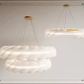 Modern White Spiral Pendant Lights With Wooden Ceiling Base And Soft Glow
