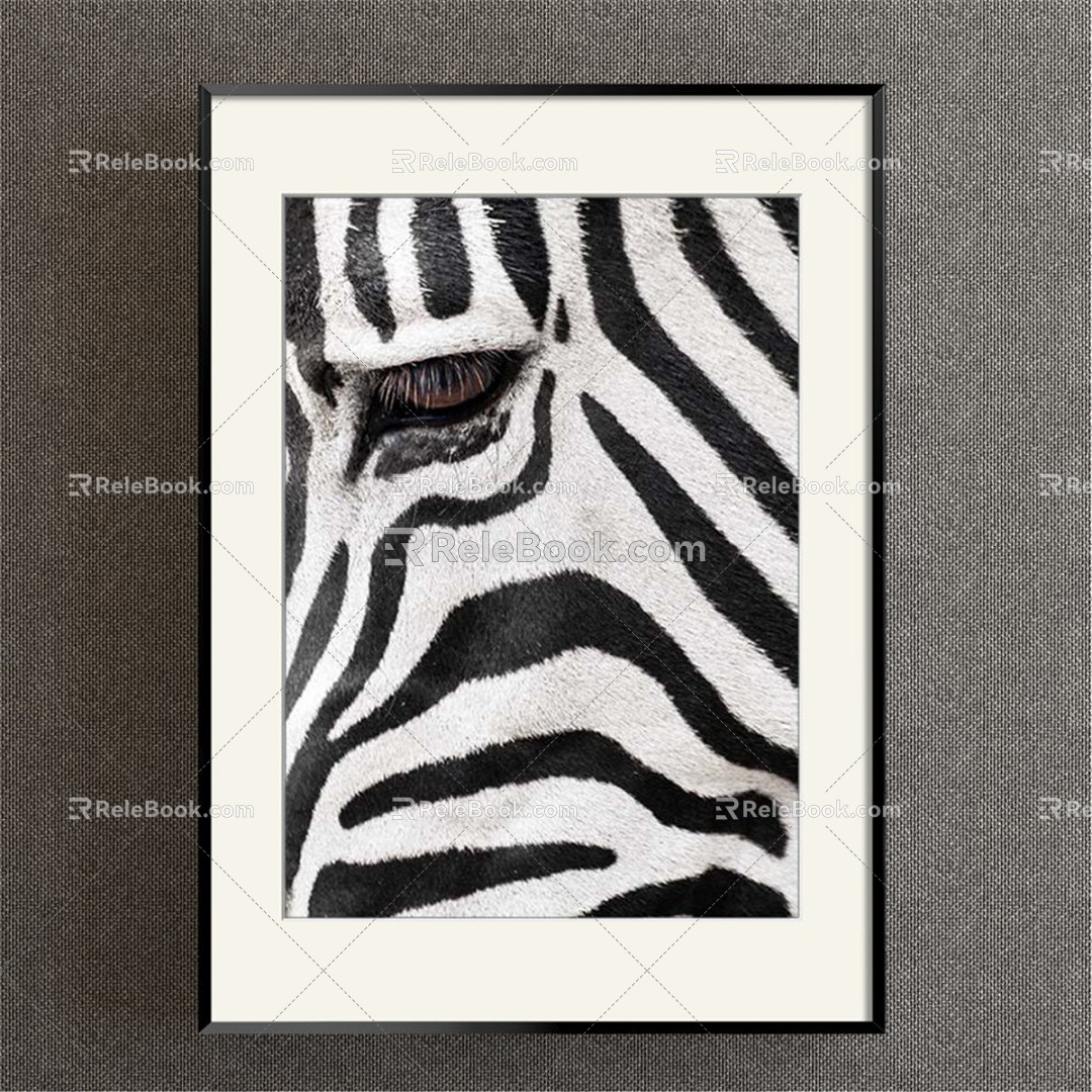 Modern Animal Painting Simple Black and White Children's Room Animal Zebra Decorative Painting 3d model