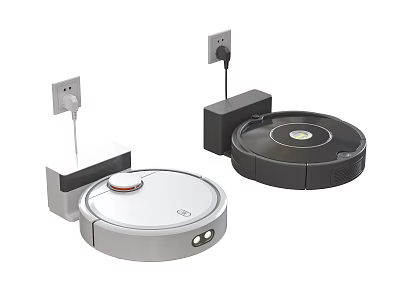 Smart Robotic Vacuum Cleaners White And Black With Charging Docks For Automatic Cleaning 3d model