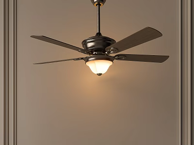Modern Ceiling Fan With Light Fixture And Metal Blades For Room Interior 3d model