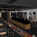 Hotpot Restaurant Interior Design With Wooden Tables Colorful Carpet And Indoor Plants