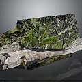 Natural Wooden And Stone Material With Green Textured Surface And Organic Design Elements