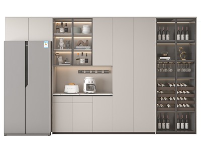 Wine Cabinet Refrigerator Semi-open 3d model