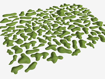 Garden Landscape Design With Green Moss Covered Irregular Stones In Heart Shaped Arrangement 3d model