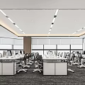 Modern Public Office Space Featuring Spacious Workstations Ergonomic Chairs Large Windows and Bright Lighting 3d model