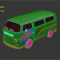 minibus minivan driverless bus school bus van box car 3d model
