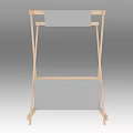 Wooden Display Stand With Cross Frame Structure And Gray Display Panels