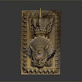 Traditional Golden Mythical Beast Statue With Intricate Decorations On Ornate Base