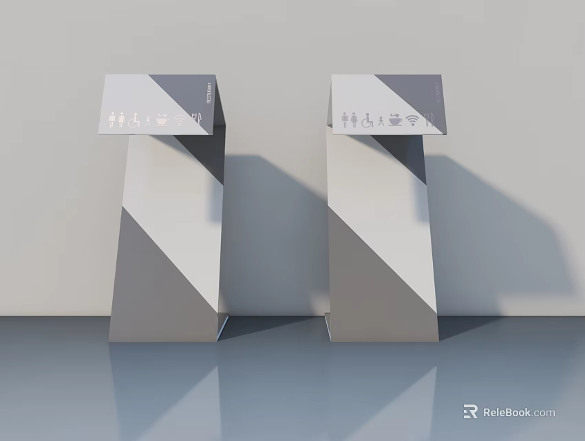 Two Modern Swing Doors With Gray White Geometric Pattern And Glossy Surface 3d model