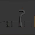 Scene Components With Black Railings Curved Frames Wooden Parts And Gray Panels