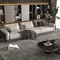 Modern three-seat sofa multiplayer sofa 3d model