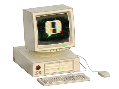 Vintage Apple II Computer System With Monitor Keyboard Mouse And Disk Drives 3d model