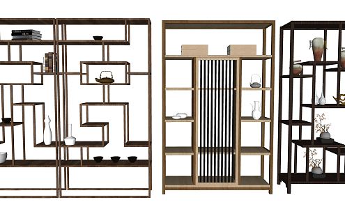 New Chinese Style Bookshelf Bookcase Storage Rack Cabinet Display Rack Decorative Rack Display Rack 3d model