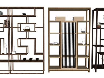 New Chinese Style Bookshelf Bookcase Storage Rack Cabinet Display Rack Decorative Rack Display Rack 3d model