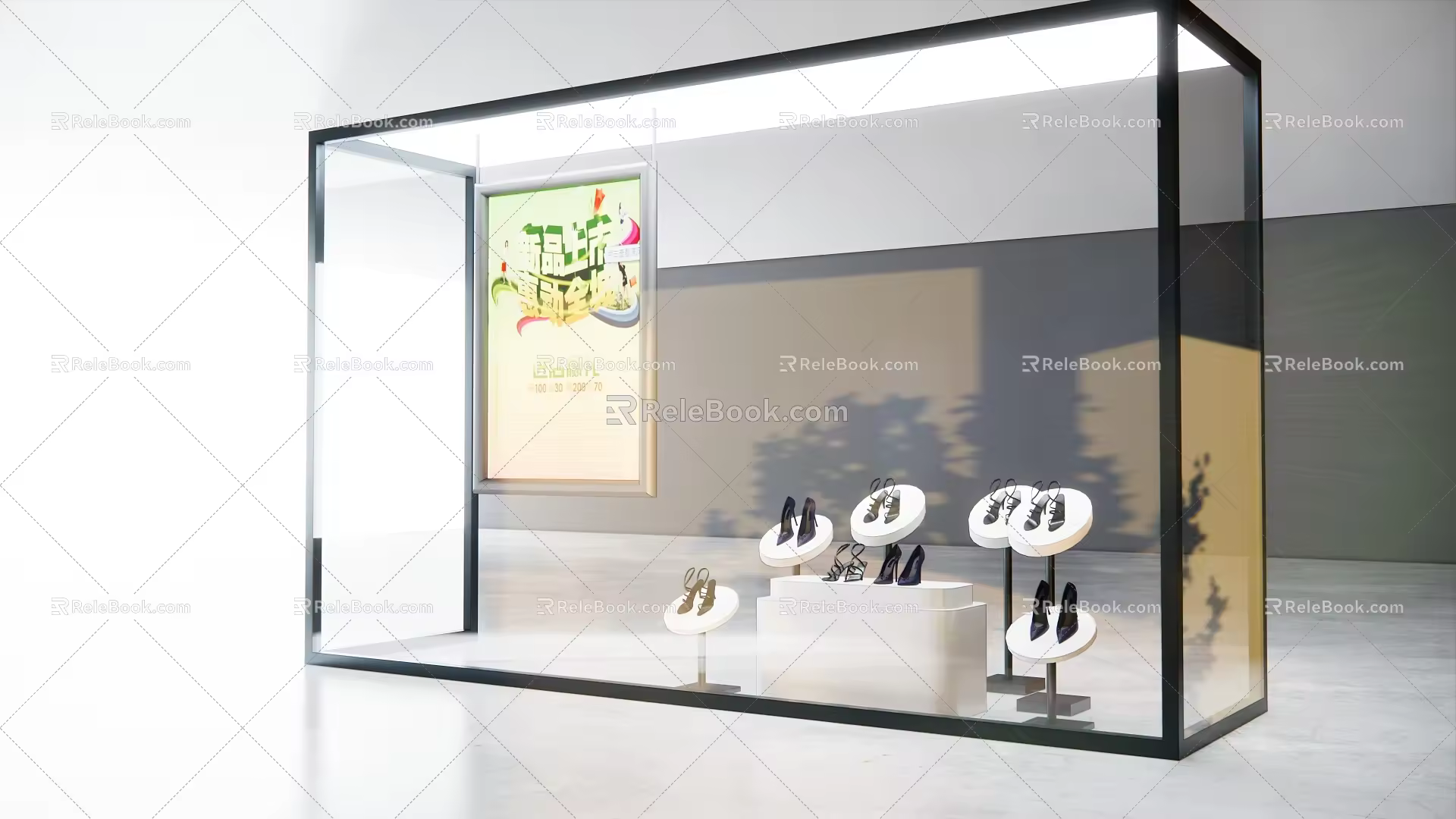 Modern Display Cabinet Window Display Props Women's Shoes Booth Shape Display Shoes Shop Window Display Cabinet 3d model