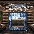 Elegant SPA Sauna Interior With Circular Mirror Sofa Seating Green Plants And Decorative Lights