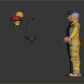 Four Character Models With Different Occupation Uniforms Standing In 3D Rendering 3d model