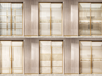 Light Luxury sliding door sliding door sliding door combination 3d model