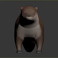 Brown Otter 3D Model Standing On Gray Background With Realistic Rendering 3d model