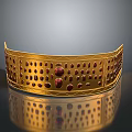 Elegant Golden Decorative Band With Red Gemstones And Circular Hole Patterns