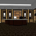 Modern Elegant Office Interior With Wooden Walls Large Windows Sofas And Coffee Tables 3d model