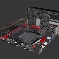 Detailed Computer Motherboard Structure With Slots Chips Circuitry And Components 3d model
