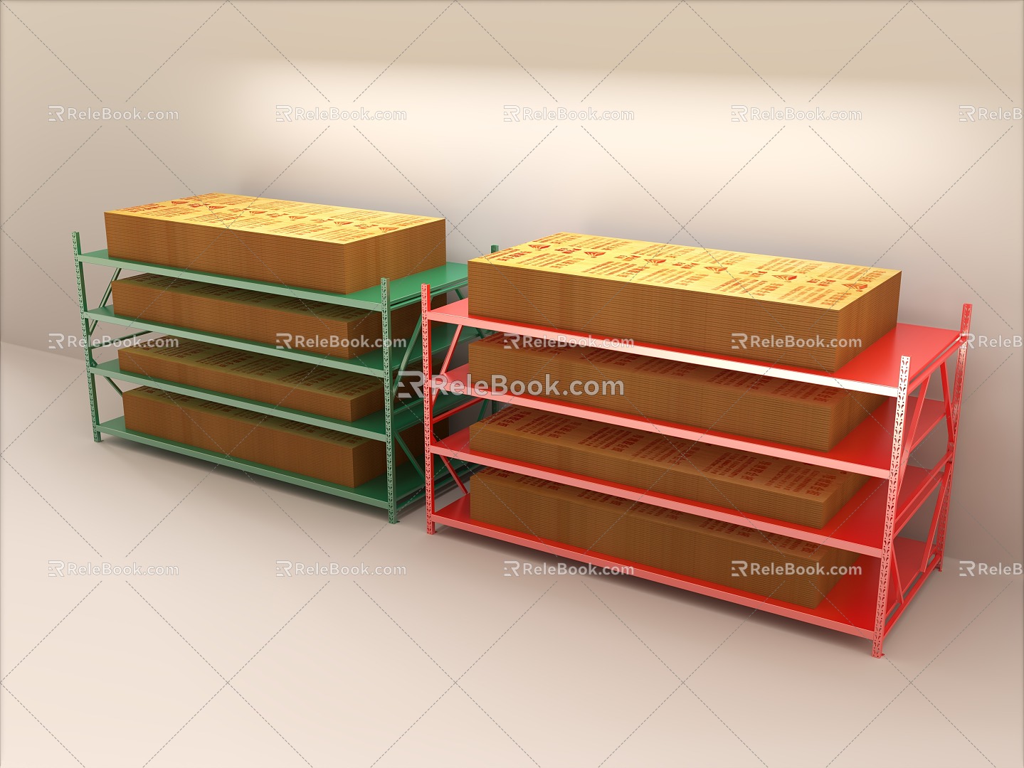 Wood multi-layer sheet flame retardant board building materials decoration materials shelf iron rack 3d model