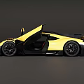 Yellow Mercedes High Performance Sports Car With Sleek Design And Large Rear Spoiler