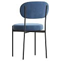 Modern Minimalist Chairs With Gray And Blue Velvet Seats And Black Metal Frames