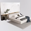 Modern background double bed double bedside table background wall bedside lamp 3d model