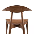 Modern Minimalist Single Wooden Chair With Curved Backrest Armrest And Slim Legs