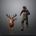 Running Scene With Runner In Red Goggles And Orange Deer