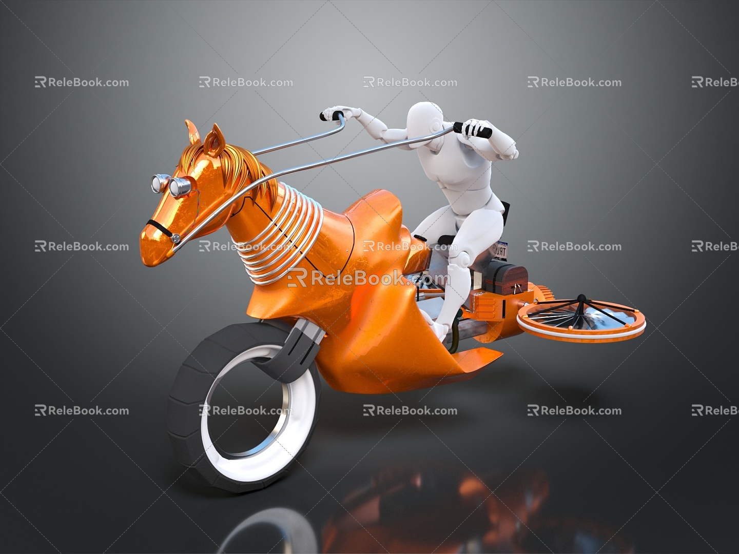 Modern sculpture machine horse sci-fi carriage 3d model