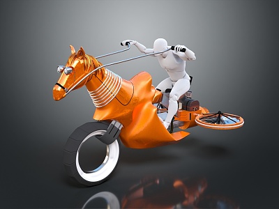 Modern sculpture machine horse sci-fi carriage 3d model