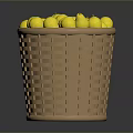 Decorative Wicker Basket Filled With Fresh Yellow Lemons For Home Use