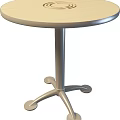 Tech Exhibition Hall Round Light Colored Table with Silver Metal Legs for 3d model