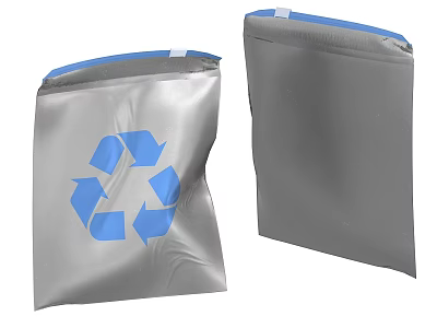 Recyclable Silver Bags With Blue Recycling Symbol For Eco Friendly Use 3d model