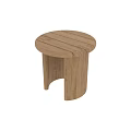 Natural Oak Coffee Table With Vertical Striped Legs And Smooth Round Top
