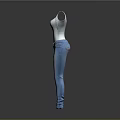 Stylish White Tank Top And Blue Ripped Jeans Casual Fashion Outfit