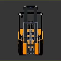 Orange Industrial Forklift With Driver Cabin Front Forks And Black Frame