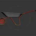 Silver Wheelbarrow With Red Handles Red Wheel And Black Tire On Dark Background