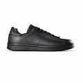 Classic Leather Black Sneakers With Round Toe And Lace Up Design For Casual Wear