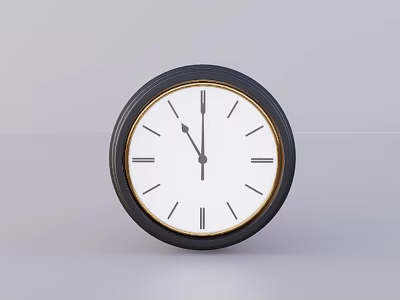 Round Black Frame Wall Clock With White Dial And Roman Numerals 3d model