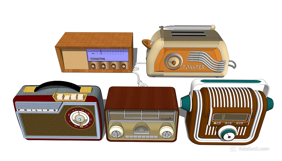 Vintage Audio Devices Collection With Retro Radios Classic Designs And Styles 3d model 