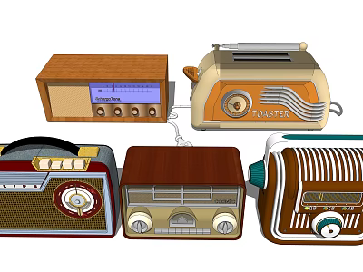 Vintage Audio Devices Collection With Retro Radios Classic Designs And Styles 3d model