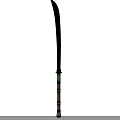Traditional Long Blade Weapon With Silver Edge And Green Gold Decorative Handle