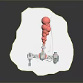 Miniature Toy Scene With Blue Airplane And Red Balloons On White Base